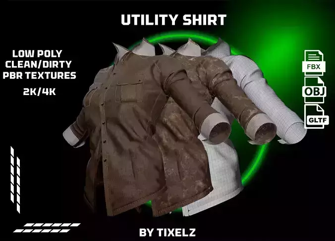 Utility jungle Shirt  Low-poly 3D model