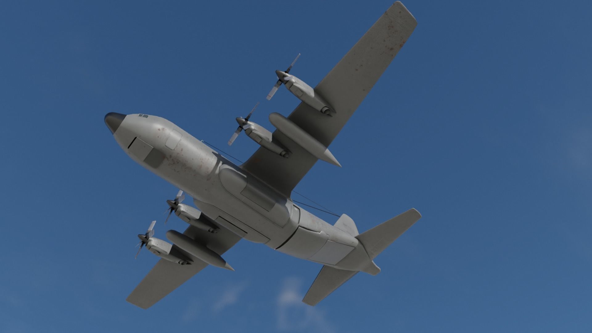 Military C-130 Cargo Transport Plane Low-poly 3D model_6