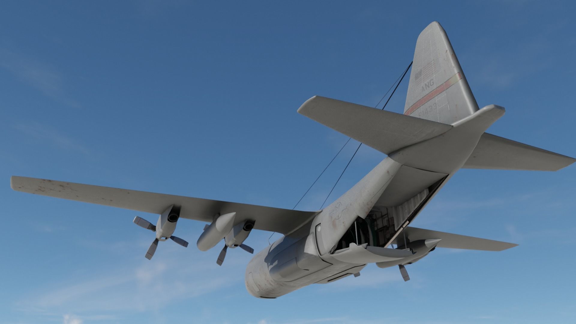Military C-130 Cargo Transport Plane Low-poly 3D model_8