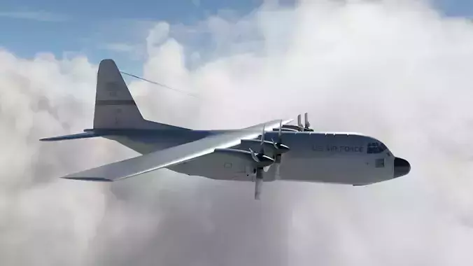 Military C-130 Cargo Transport Plane Low-poly 3D model