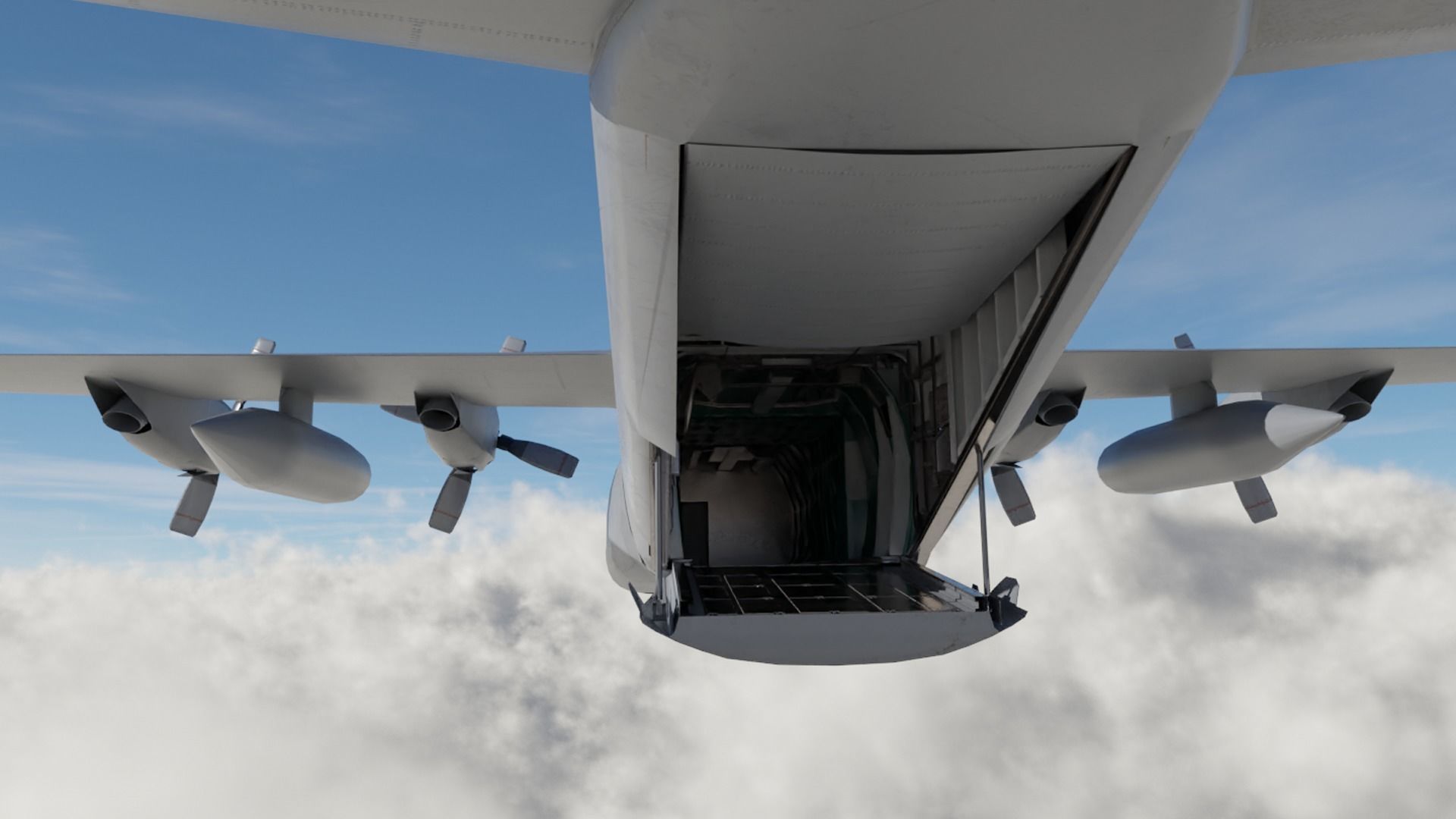 Military C-130 Cargo Transport Plane Low-poly 3D model_4