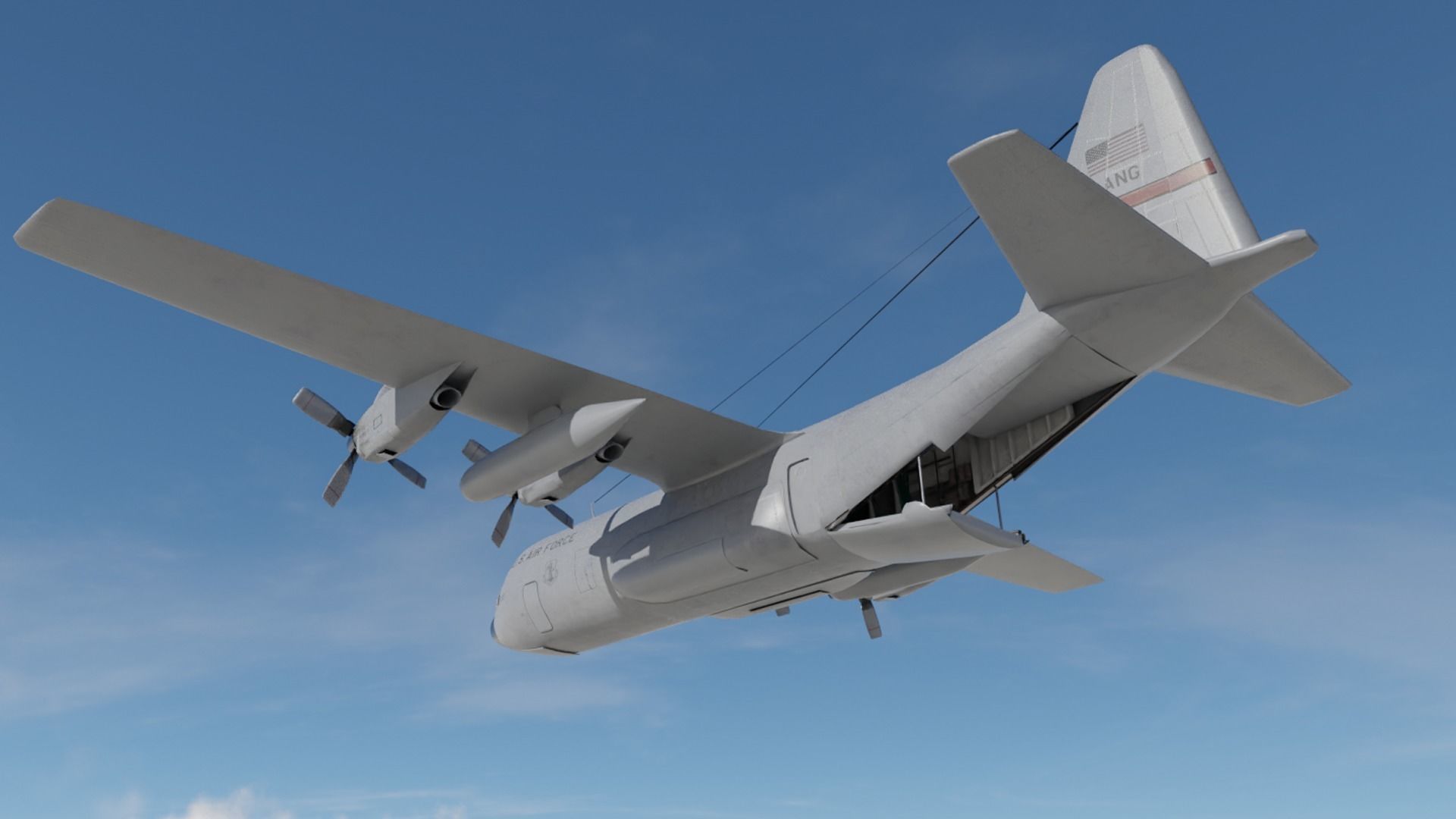 Military C-130 Cargo Transport Plane Low-poly 3D model_1