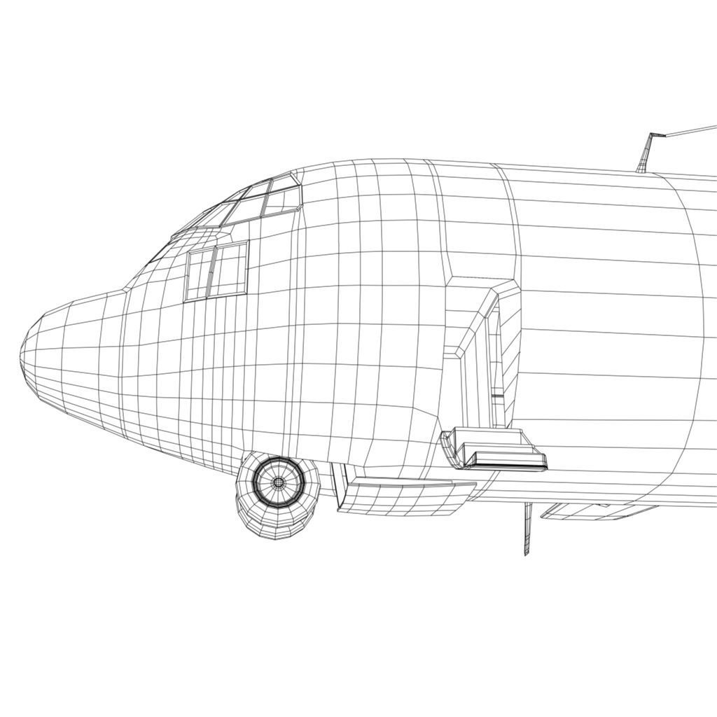 Military C-130 Cargo Transport Plane Low-poly 3D model_16