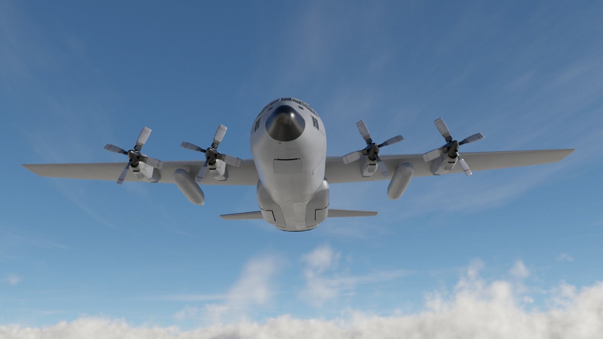 Military C-130 Cargo Transport Plane Low-poly 3D model_2