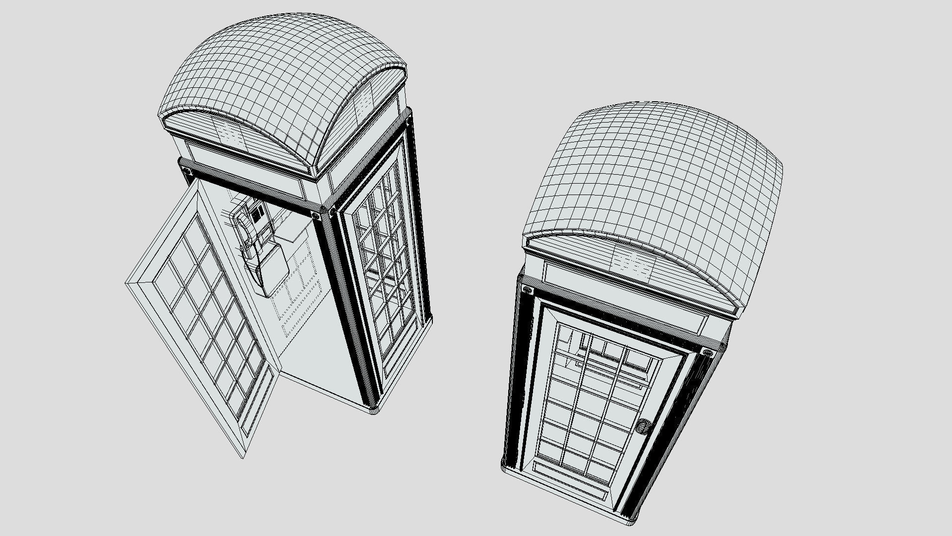 BT Classic Red Phone Booth Low-poly 3D model_9