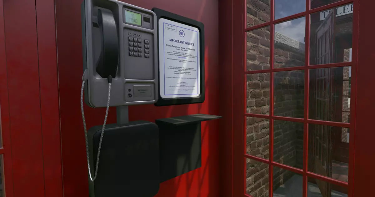 BT Classic Red Phone Booth Low-poly 3D model_5