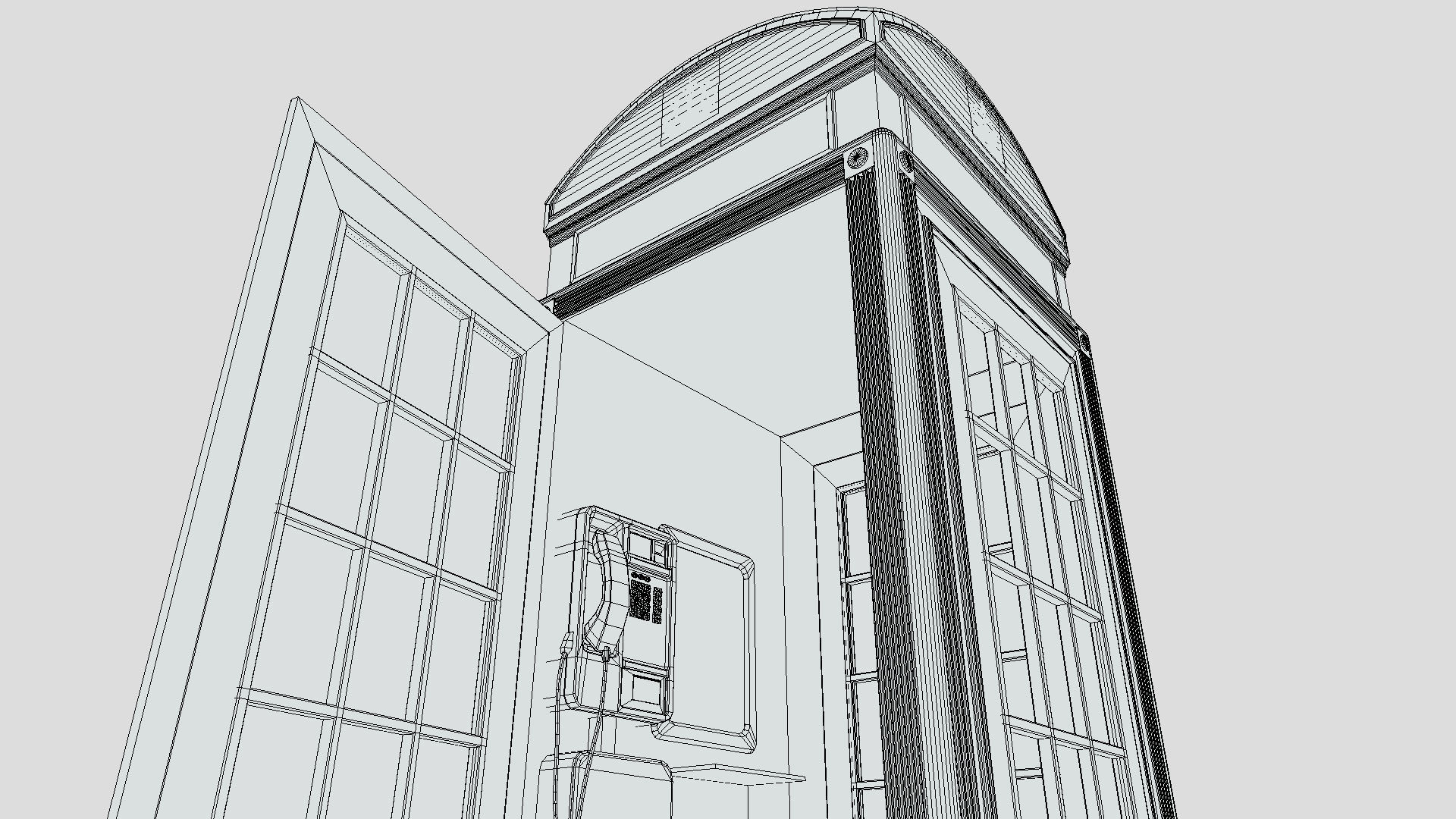 BT Classic Red Phone Booth Low-poly 3D model_8