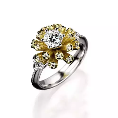 Engagement ring with round gemstone 007 3D print model
