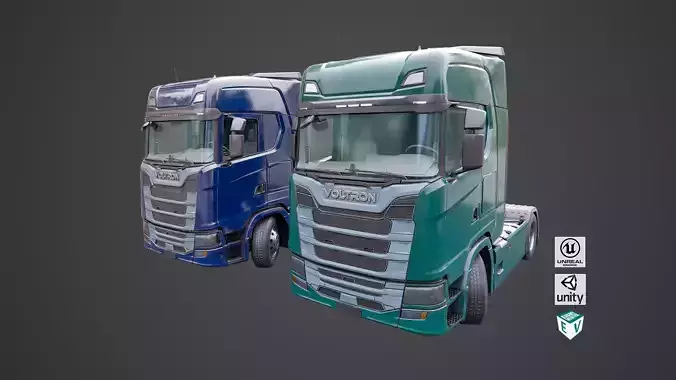 Heavy Truck Chassis 06  Interior All PBR Unity UE Textures Low-poly 3D model