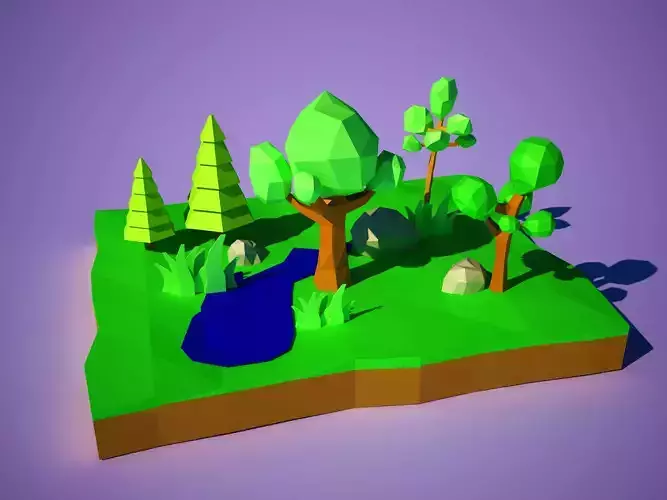 Low-poly Trees and Landscape