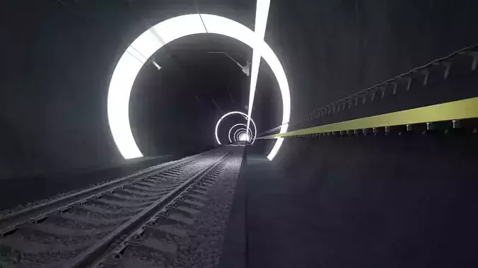 Tunnel Subway Cinematic Sci-Fi Hyperloop Realistic 3D model