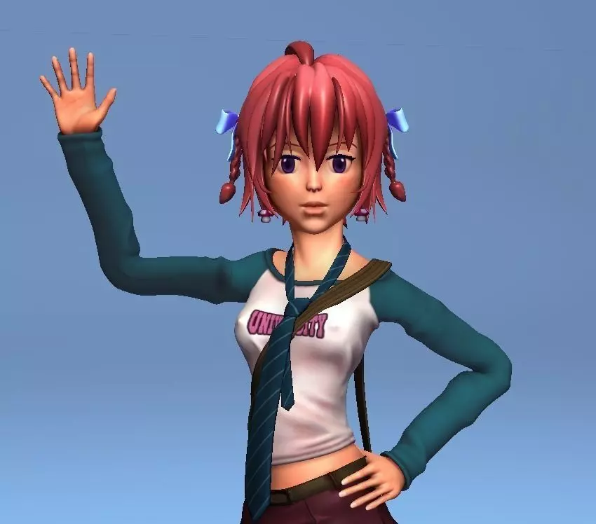 Anime school girl - RIGGED - low poly Low-poly 3D model