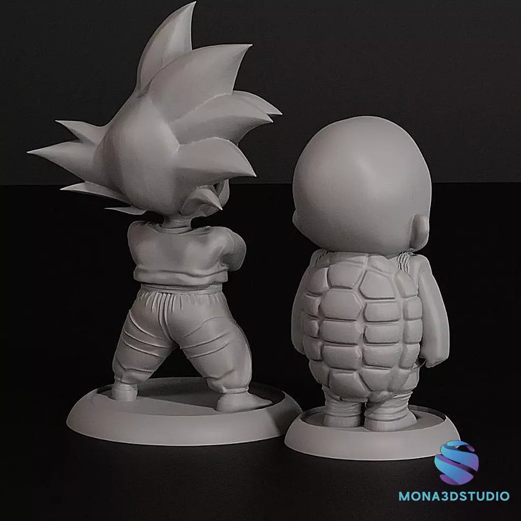 Krillin and Goku with Interchangeable Heads 3D print model_2