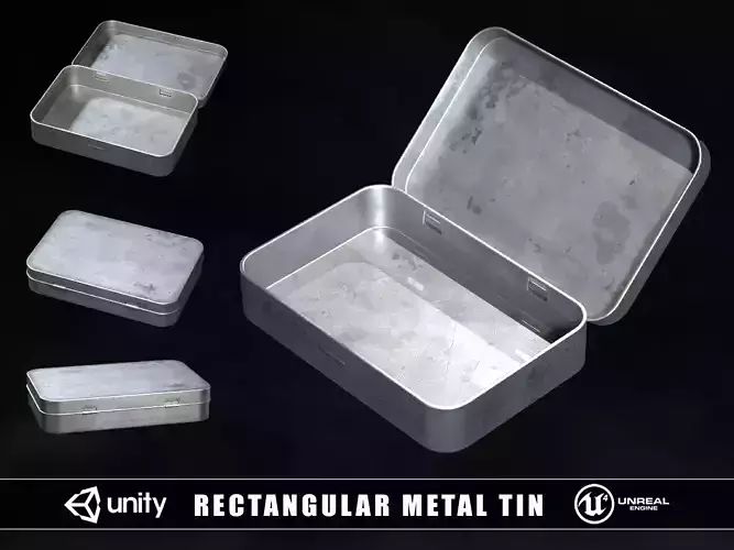 Rectangular Metal Tin Low-poly 3D model