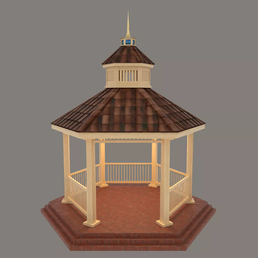 Gazebo Wooden Free low-poly 3D model