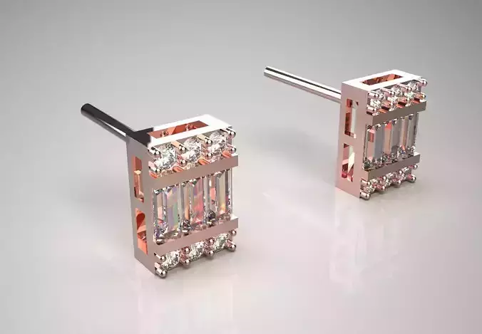 Luxury Yellow Gold Diamond Earrings je0110 3D print model