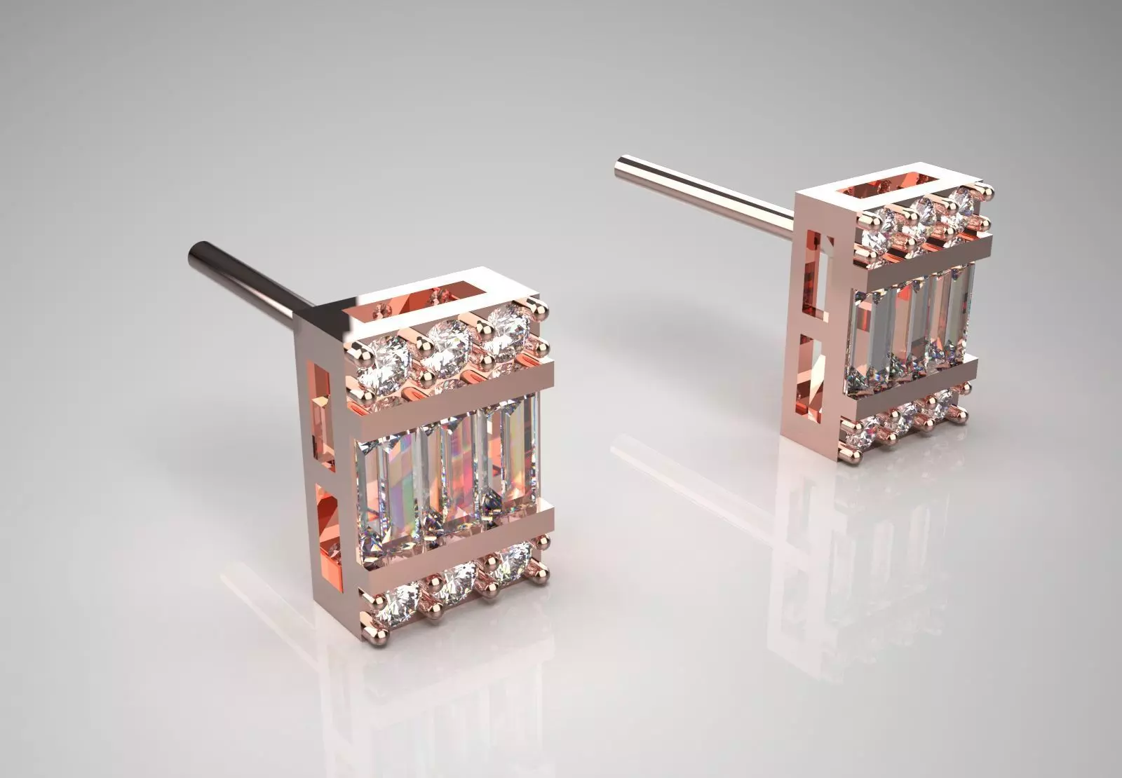 Luxury Yellow Gold Diamond Earrings je0110 3D print model