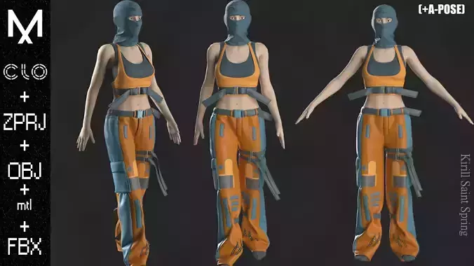 New Outfit Female Marvelous designer Clo3d OBJ mtl FBX ZPRJ