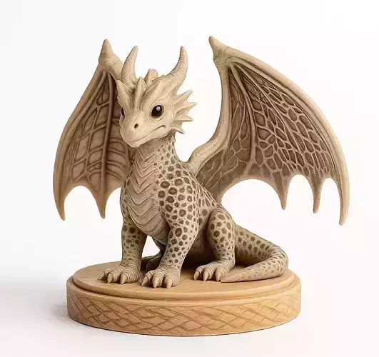 Small Cute Dragon 3D Sculpture