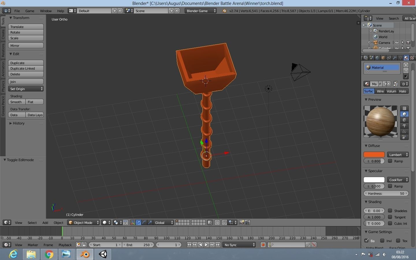low poly torch blender Free 3D model_0