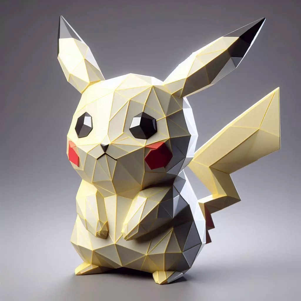 High Poly Pikachu Sculpture 3D print model