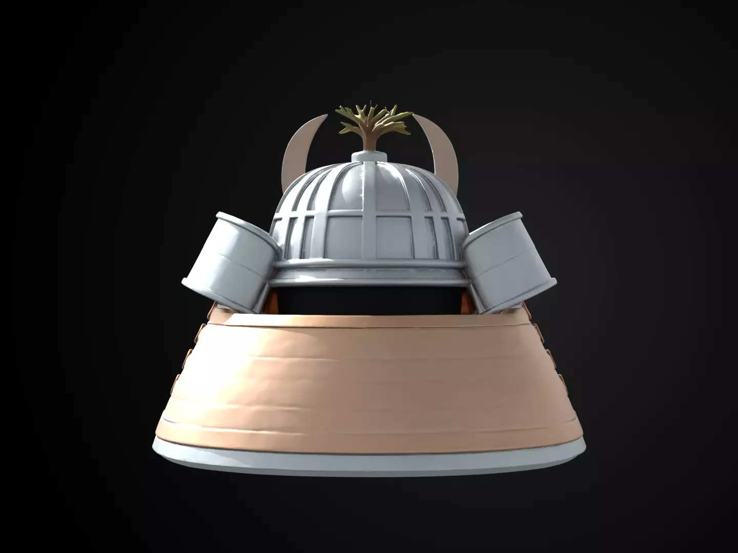 Stylized Samurai Helmet - Silver Pine Kabuto 3D print model_6