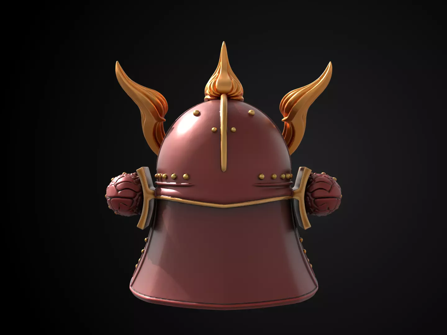 Stylized Samurai Helmet - Crimson Flame Kabuto 3D print model_6