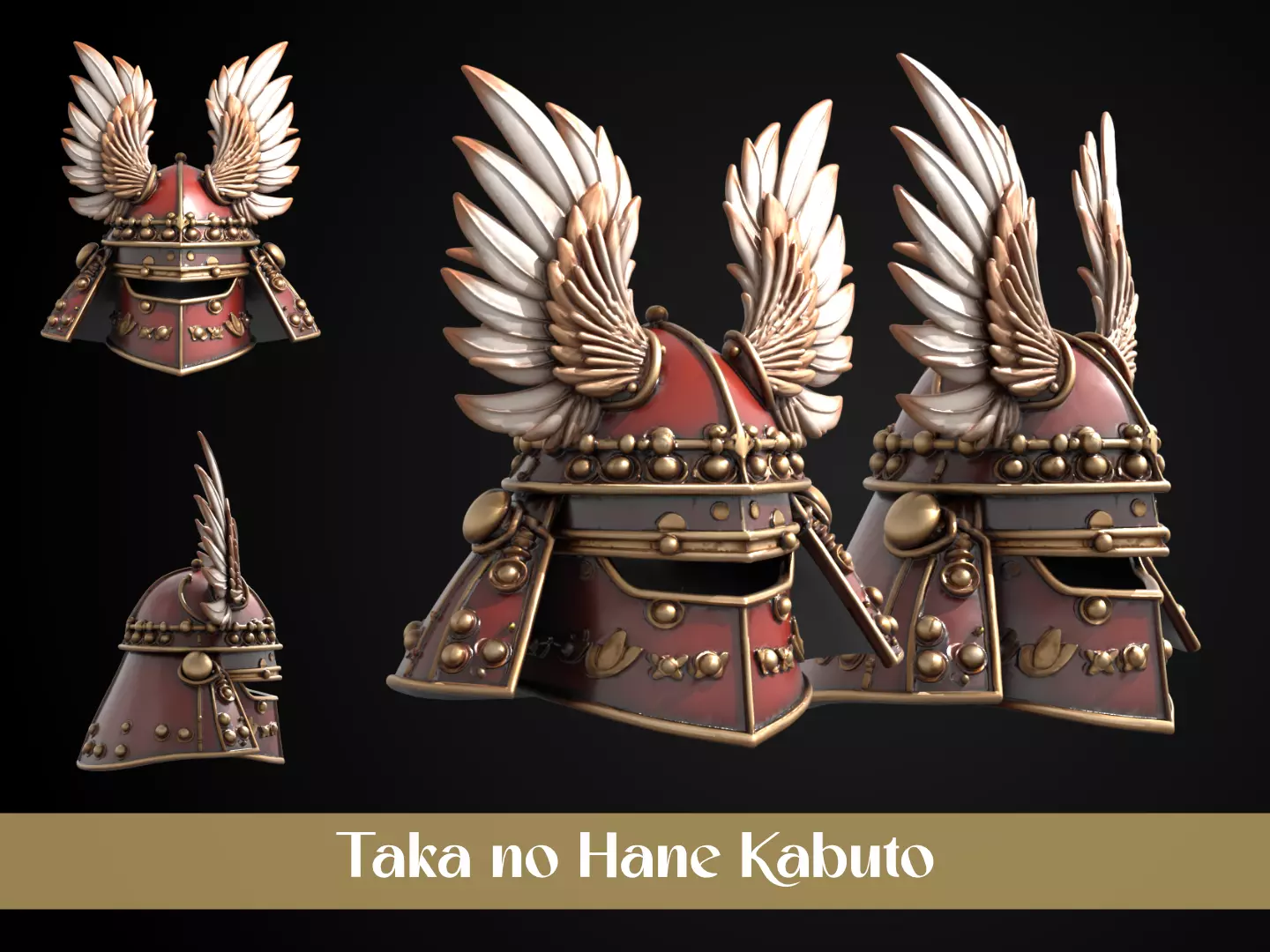 Stylized Samurai Helmet - Taka no Hane Kabuto 3D print model_0