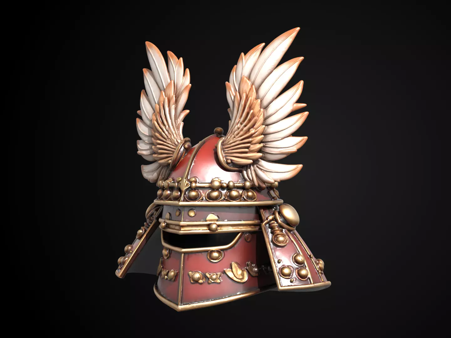 Stylized Samurai Helmet - Taka no Hane Kabuto 3D print model_11