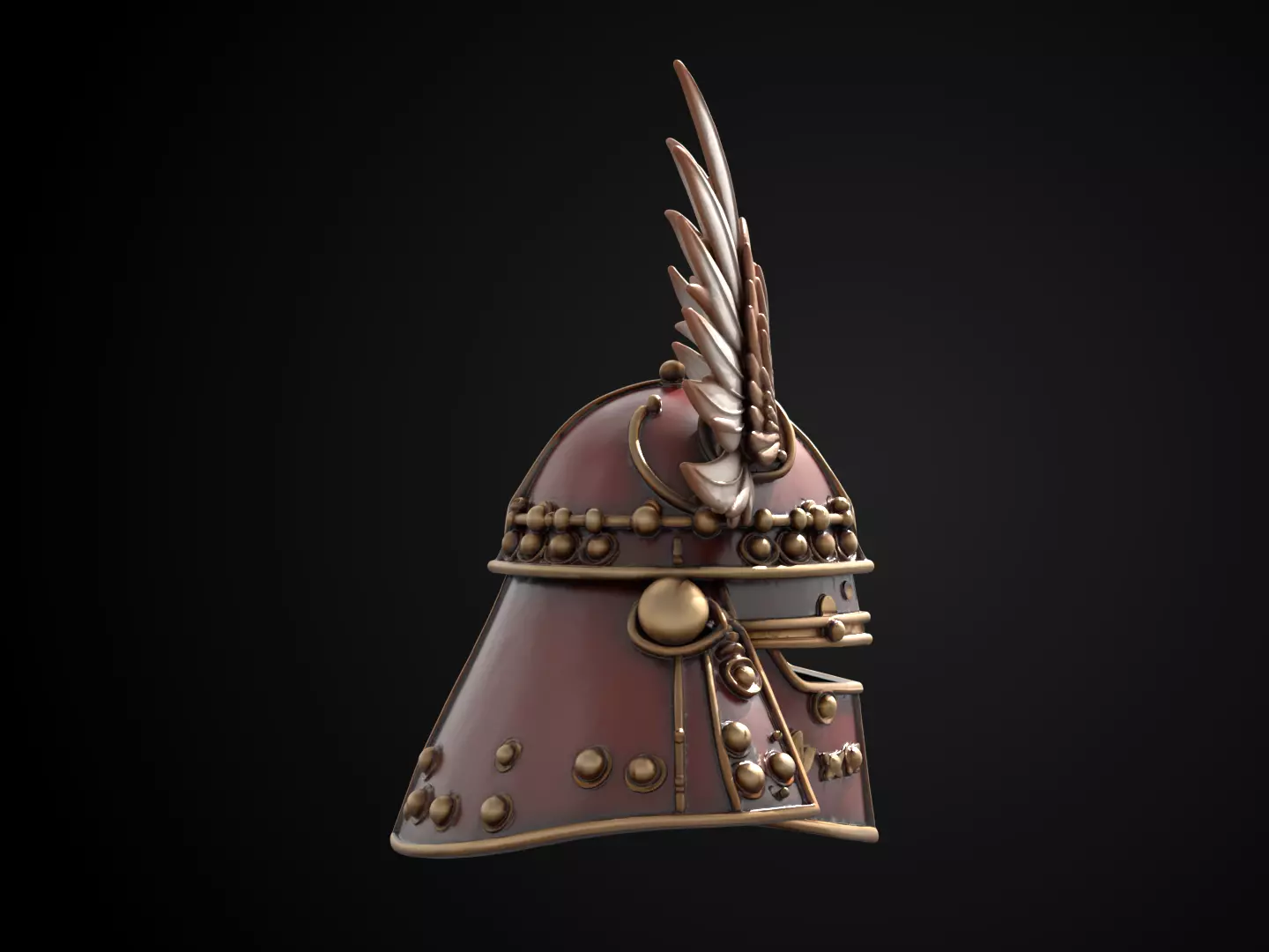 Stylized Samurai Helmet - Taka no Hane Kabuto 3D print model_3