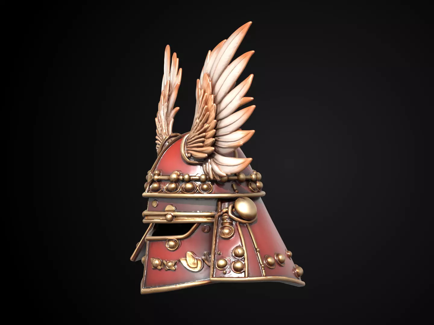 Stylized Samurai Helmet - Taka no Hane Kabuto 3D print model_10