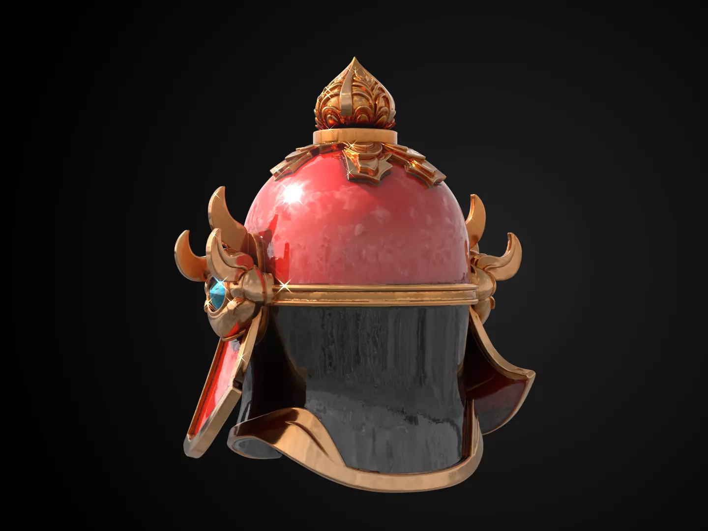 Stylized Samurai Helmet - Thunder Lotus Kabuto 3D print model_7