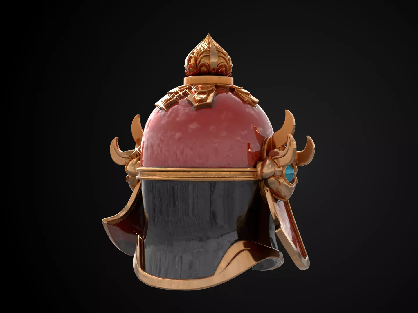 Stylized Samurai Helmet - Thunder Lotus Kabuto 3D print model_5