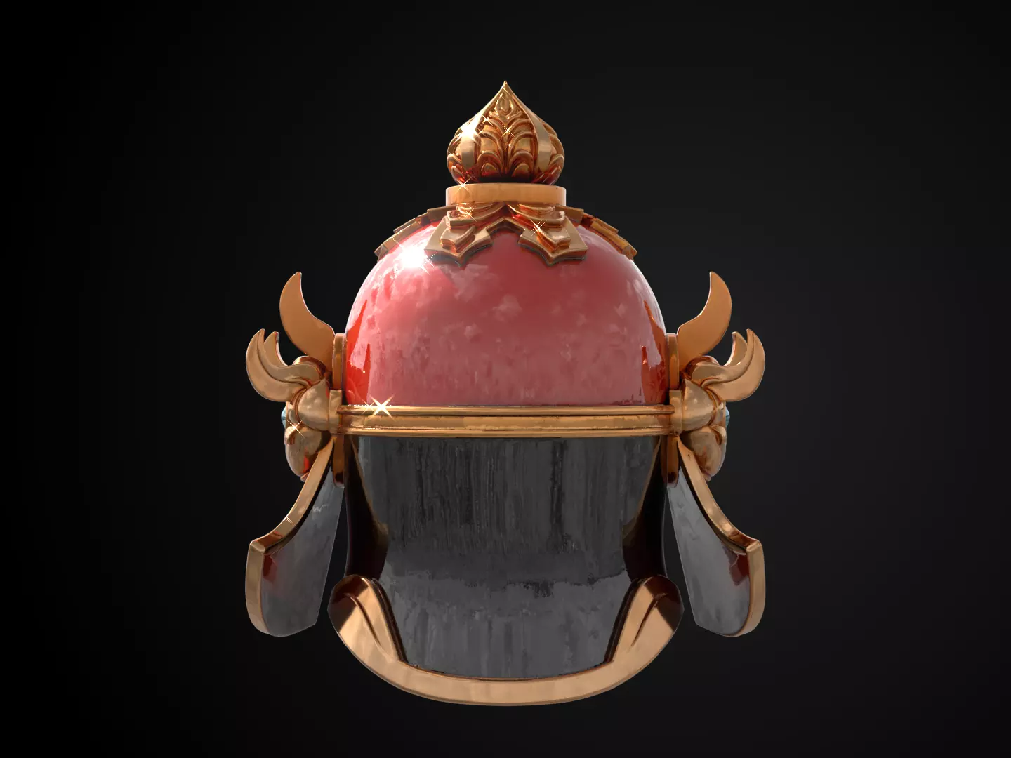 Stylized Samurai Helmet - Thunder Lotus Kabuto 3D print model_6