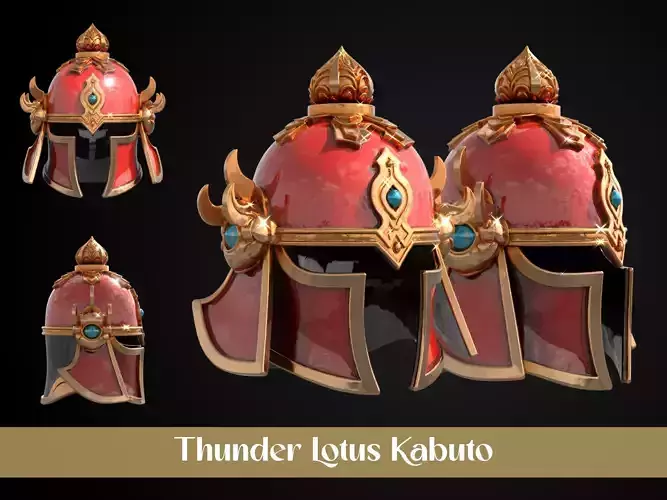 Stylized Samurai Helmet - Thunder Lotus Kabuto 3D print model