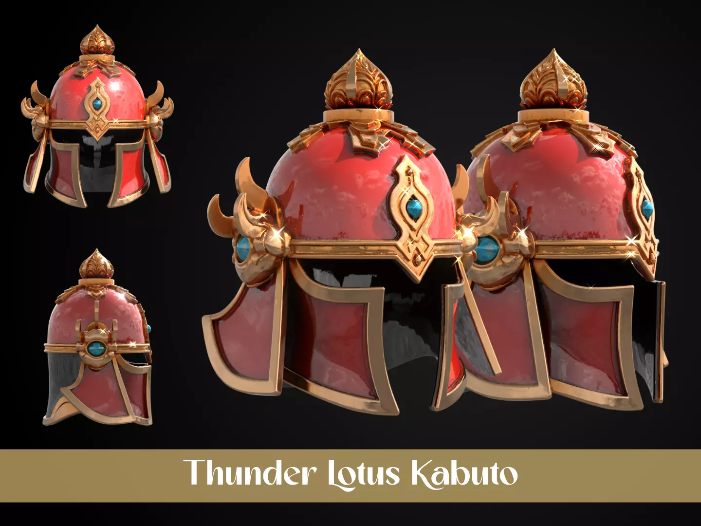 Stylized Samurai Helmet - Thunder Lotus Kabuto 3D print model_0