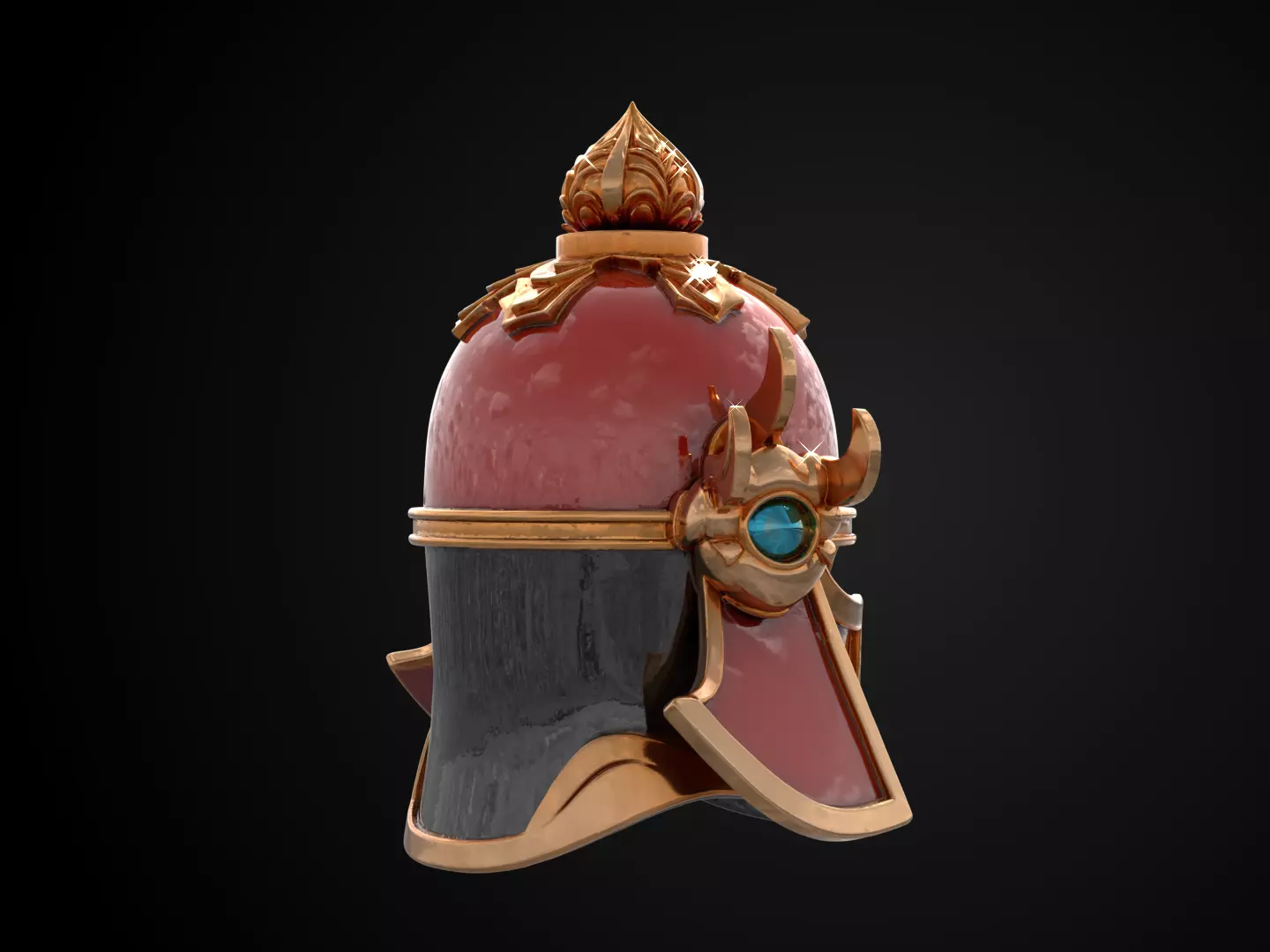 Stylized Samurai Helmet - Thunder Lotus Kabuto 3D print model_4