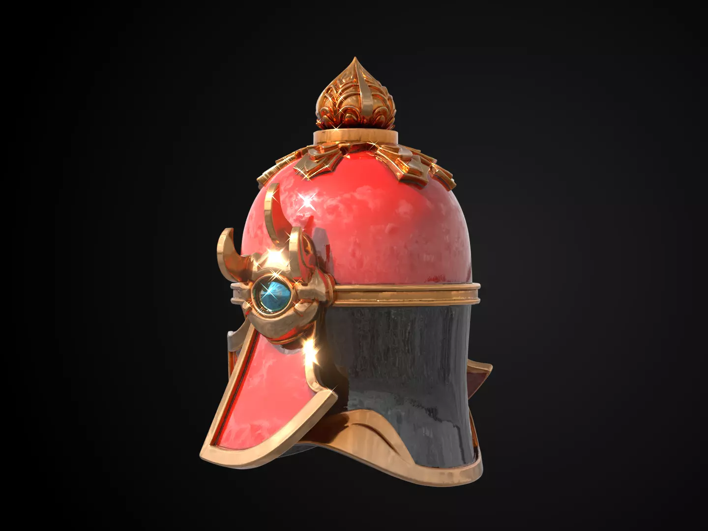 Stylized Samurai Helmet - Thunder Lotus Kabuto 3D print model_8