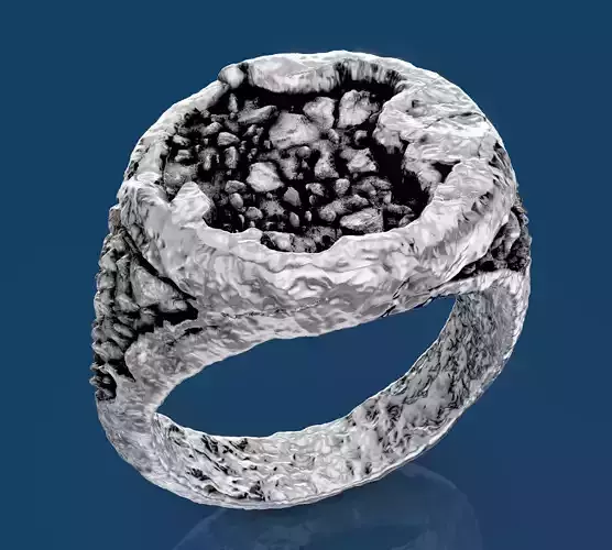 Rock man ring silver gild jewelry printable 3d model 3D print model