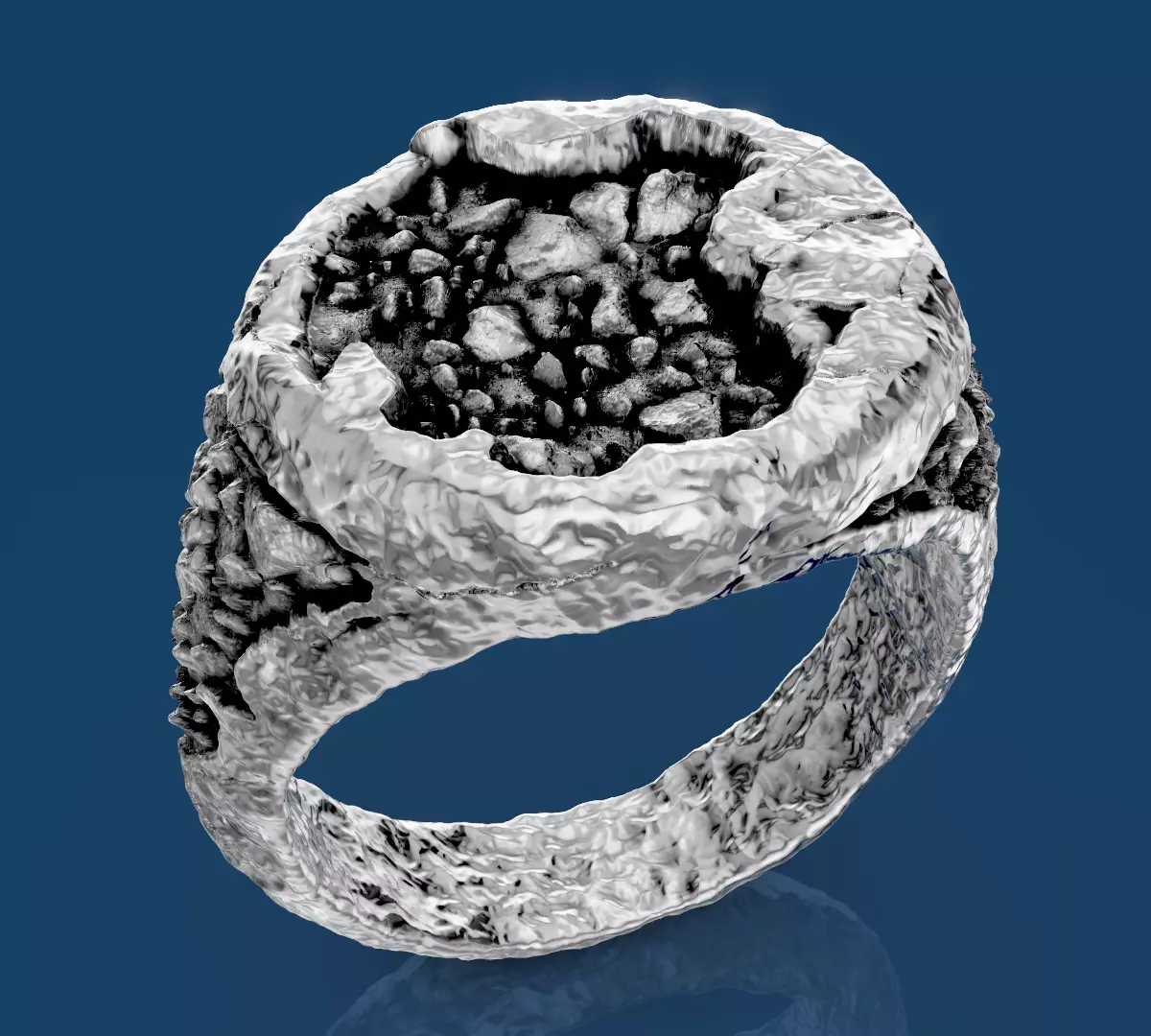 Rock man ring silver gild jewelry printable 3d model 3D print model