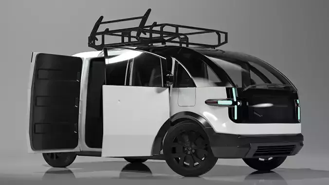 Minibus Electric White Rigged for Maya 3D model
