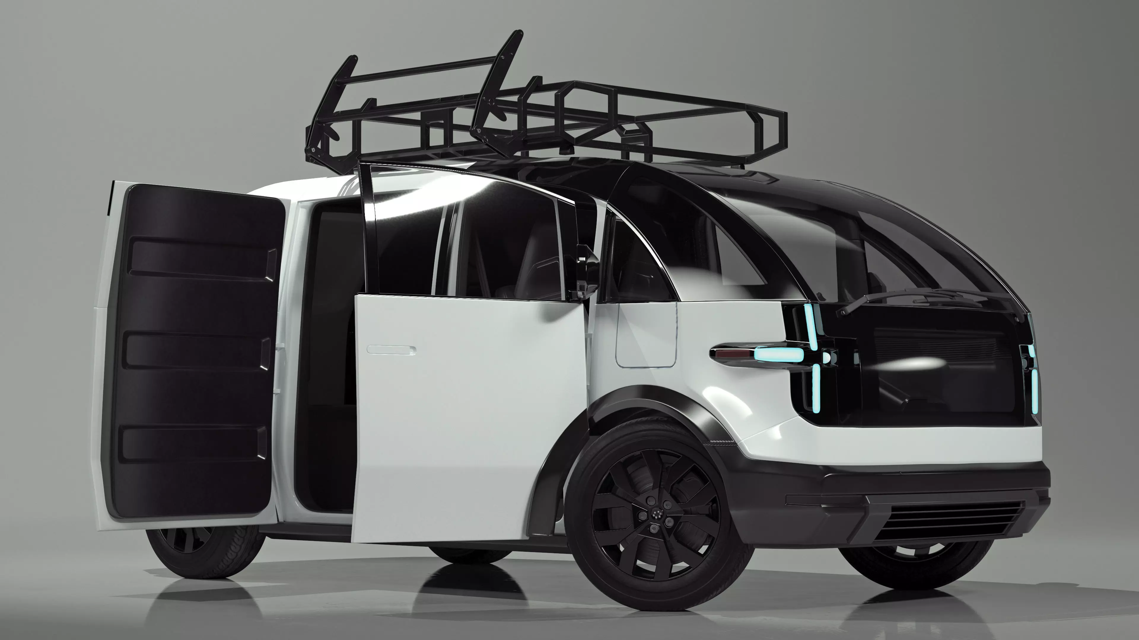 Minibus Electric White Rigged for Maya 3D model_0
