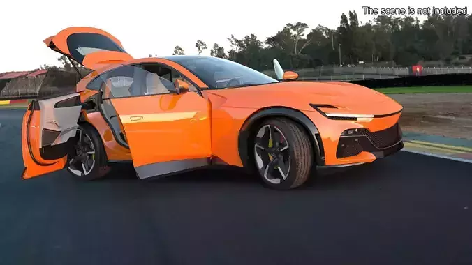 Sports Crossover Car Orange Rigged for Maya 3D model