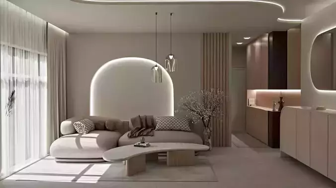 Archviz Living Room III Scene and Lighting