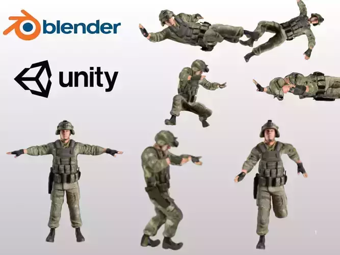 Animated Tactical Soldier Low-poly 3D model