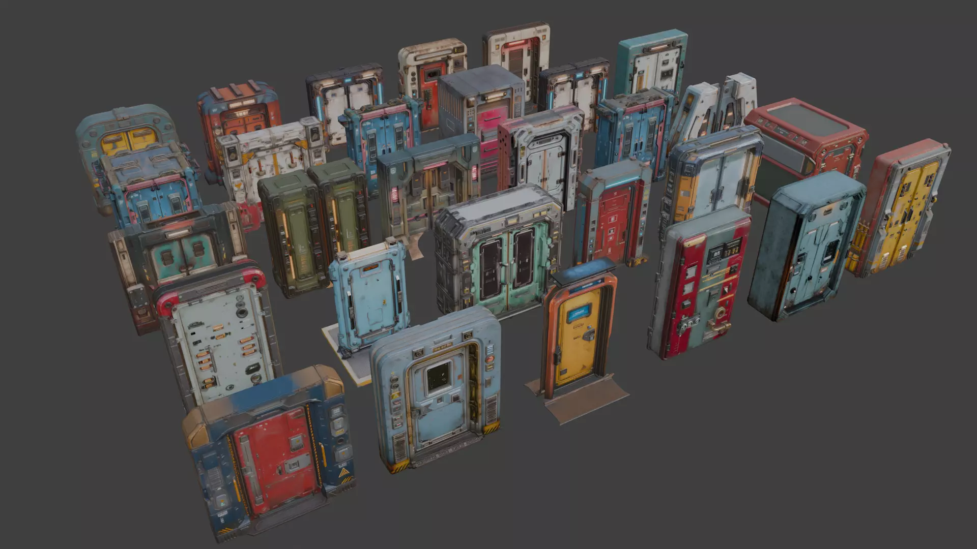 Sci-Fi Doors Set 3D model_1