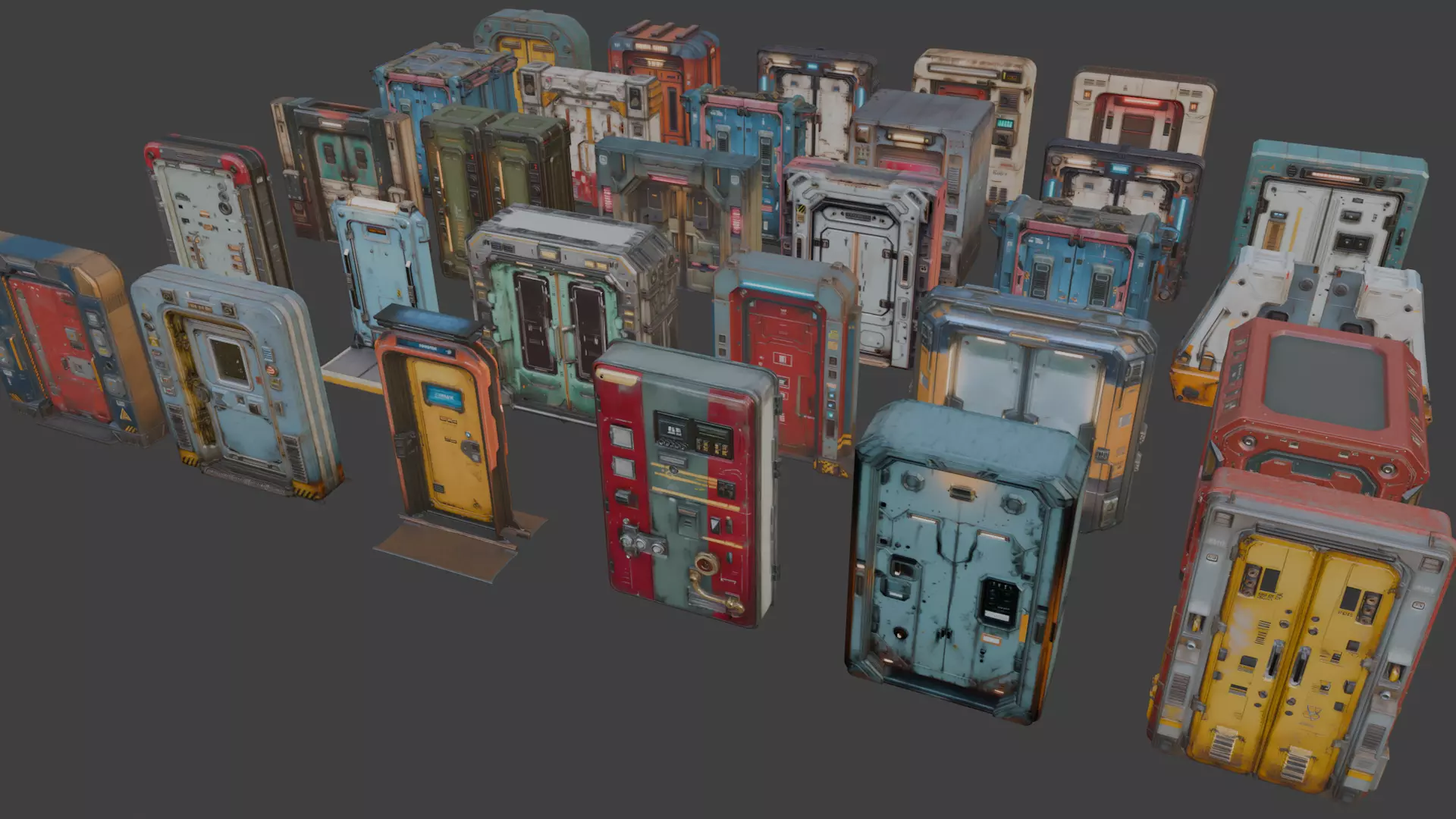Sci-Fi Doors Set 3D model_2