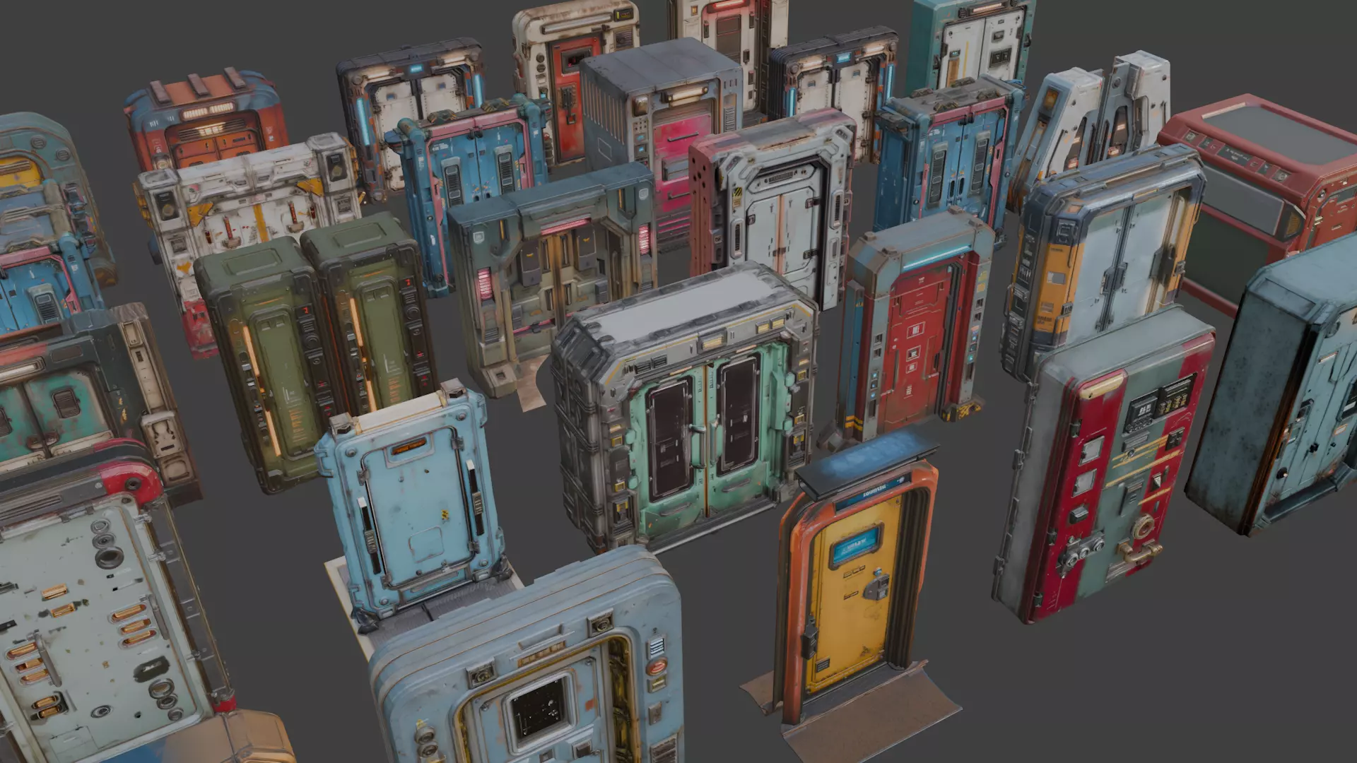 Sci-Fi Doors Set 3D model_3