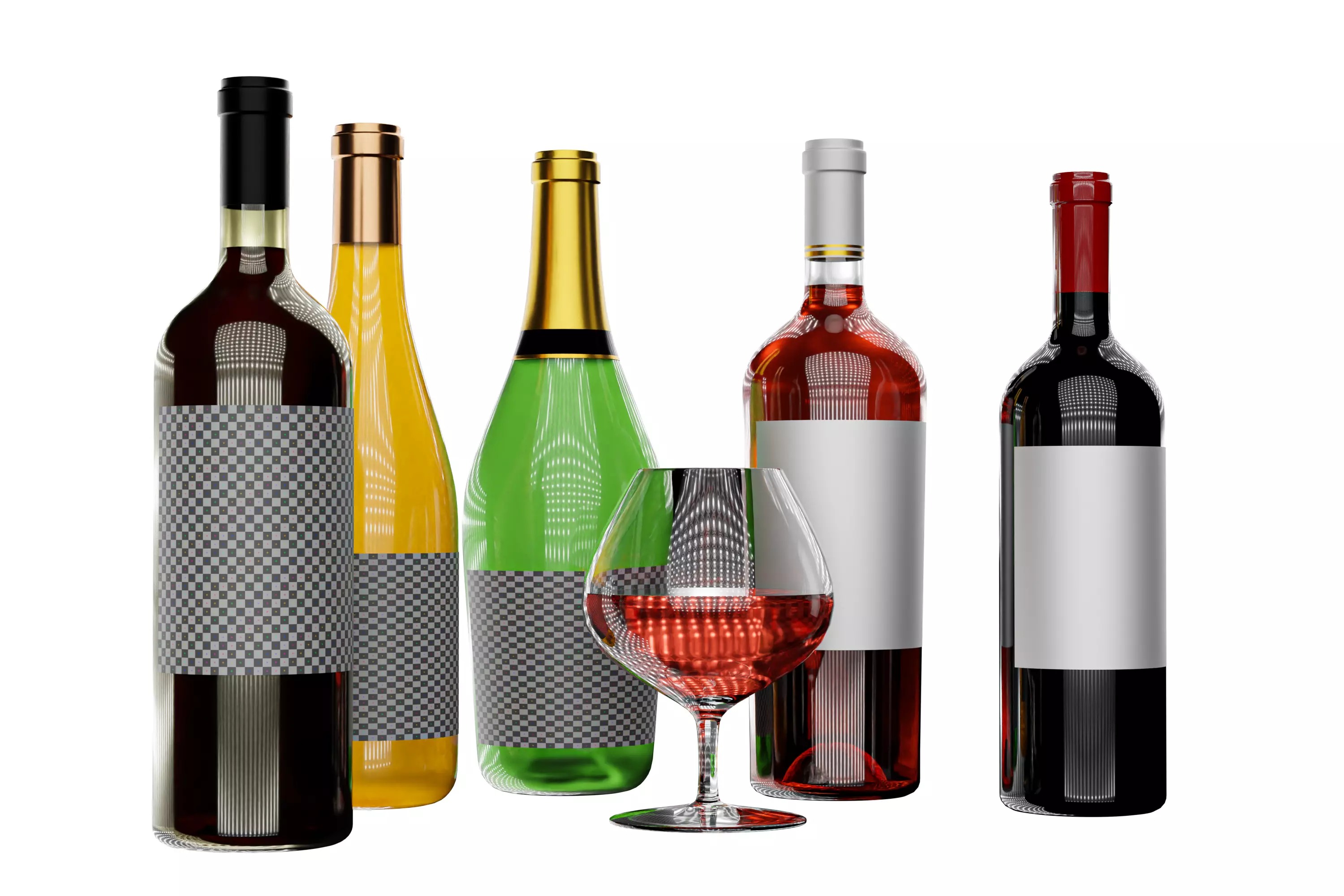 Wine bottle collection 3D model_2