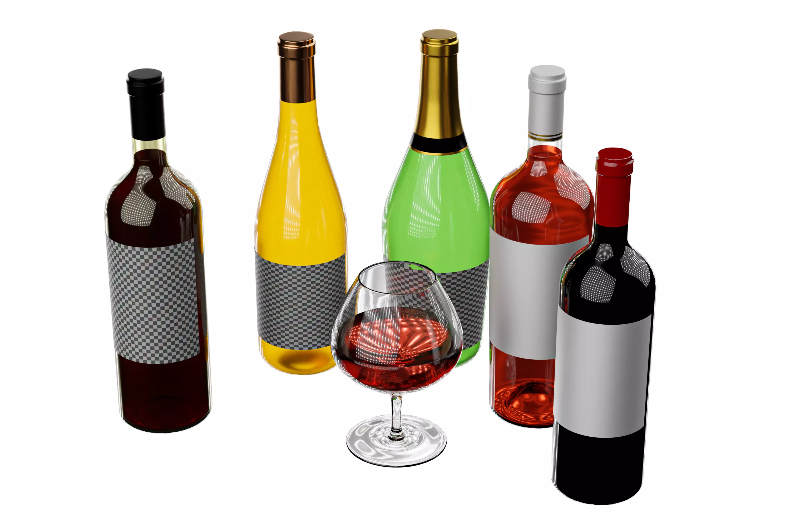 Wine bottle collection 3D model_1